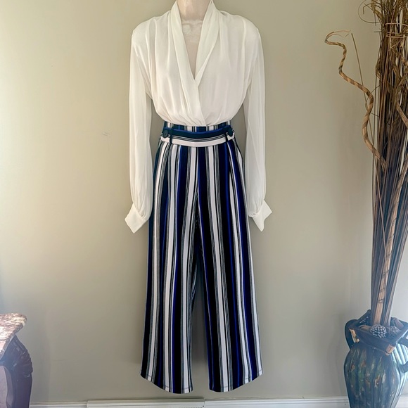 EST 1946 size S multi-color vertical stripes wide leg pants  with elastic waist - Picture 1 of 11